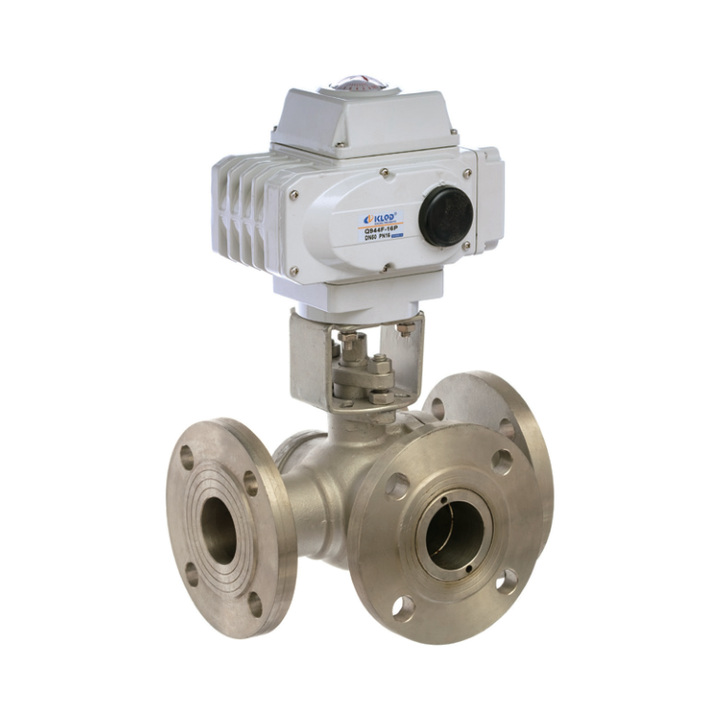 Electric Three-way Flanged Ball Valve
