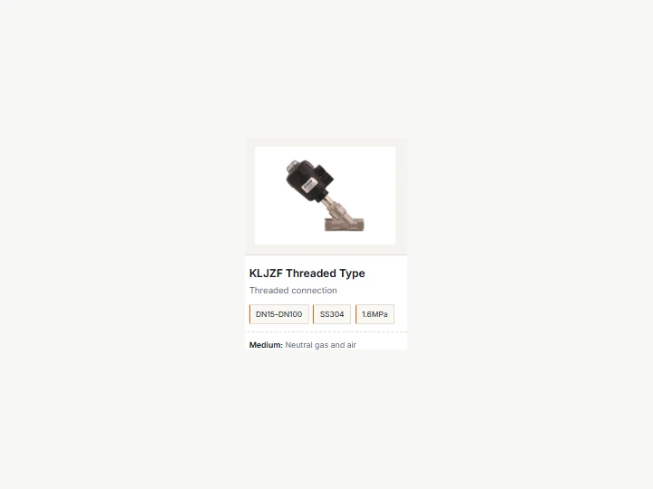 KLJZF Threaded Plastic-head Pneumatic Angle Seat Valve