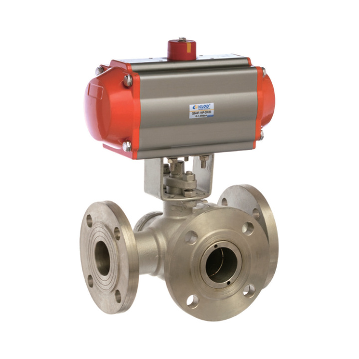 Pneumatic Three-way Flanged Ball Valve