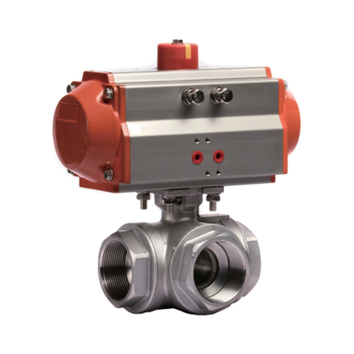 Pneumatic Three-way Threaded Ball Valve